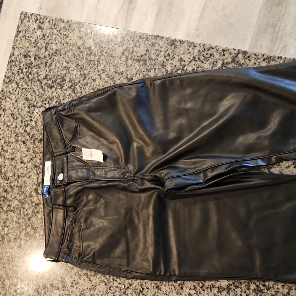 Women's black faux leather pants